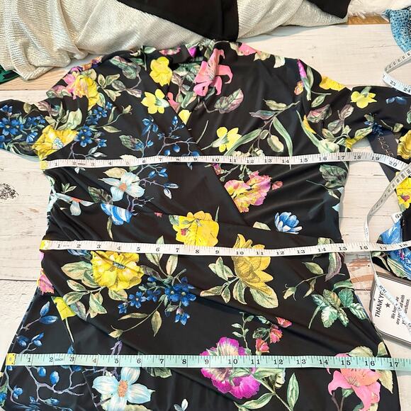 RACHEL Rachel Roy Bret Jersey Dark Floral Dress Size Large Stretch - Picture 11 of 12